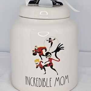 Rae Dunn Incredible Mom Ceramic Cookie Jar - White